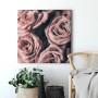 Quadratisches Leinwandbild mit Rosen in Altrosa, Vintage-Stil, für Wanddekoration.