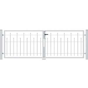 Verzinktes Metallzaun Doppeltor-Set Madrid, 100x300 cm, zum Einbetonieren.