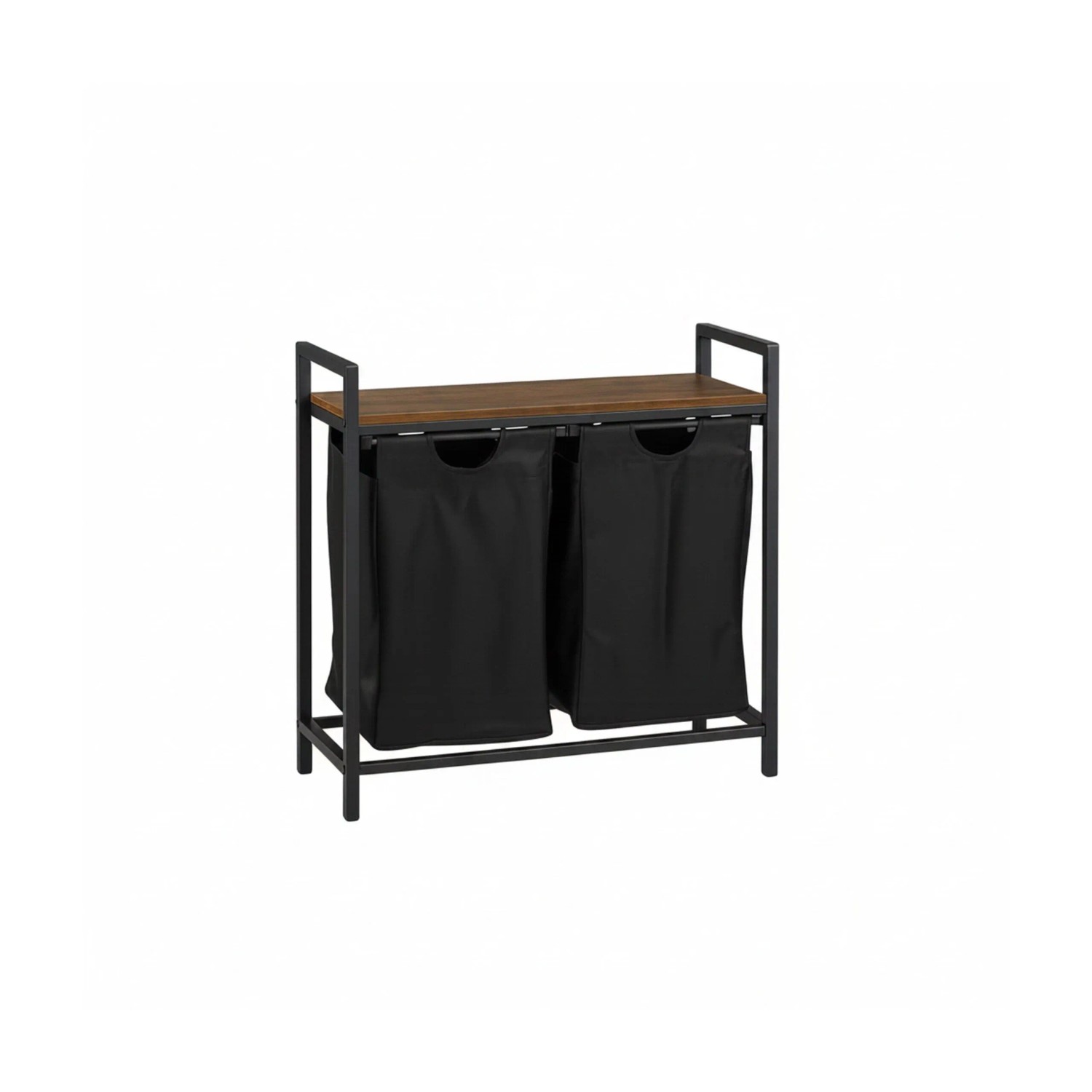 Relaxdays Wäschesammler 2 Fächer Metall Vintagebraun Mit Ablage 72 cm x 73 cm x 33 cm