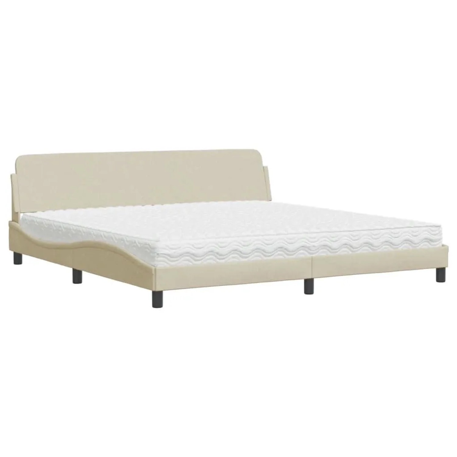 vidaXL Bett mit Matratze Dover Creme 200x200 cm Stoff 3208469