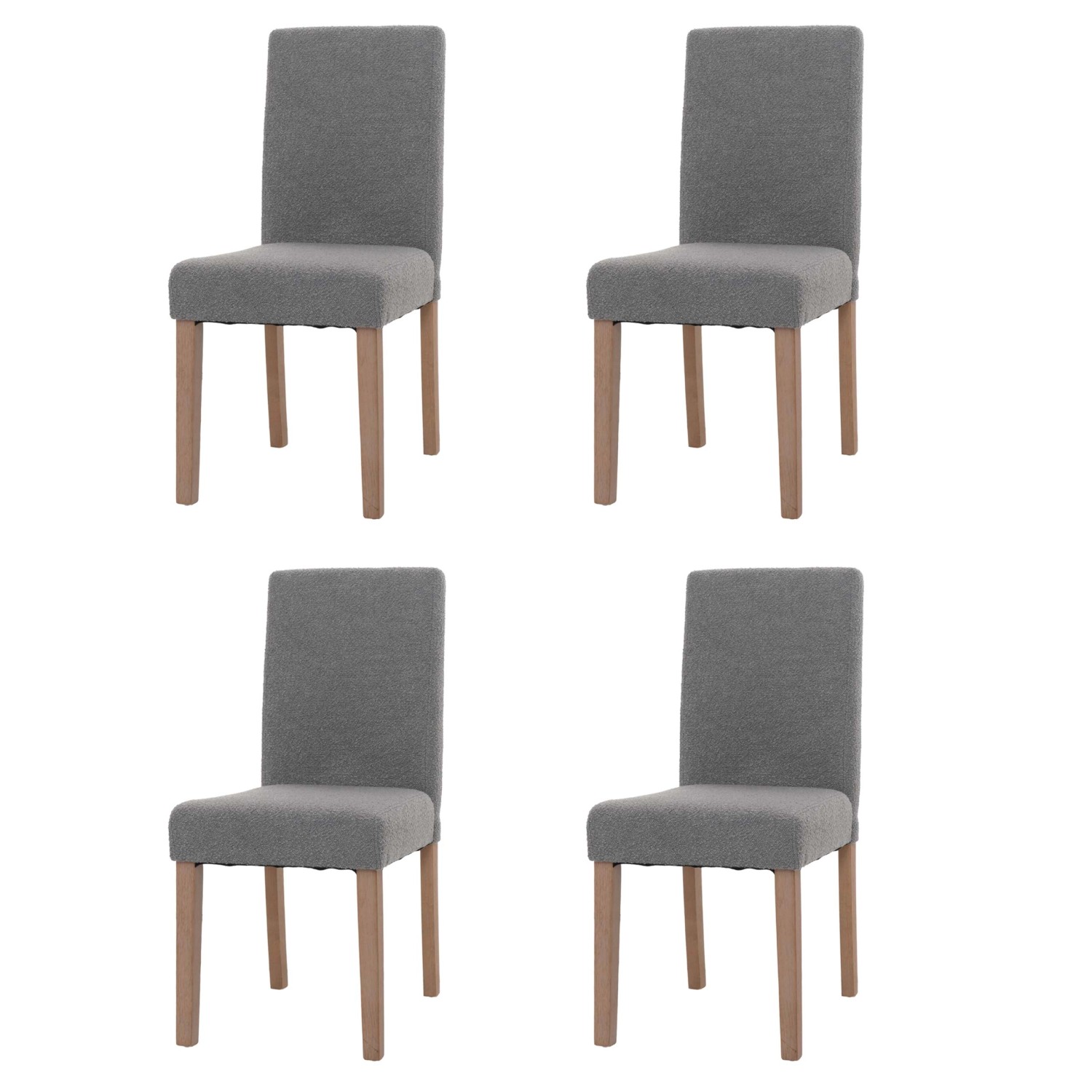 MCW Esszimmerstuhl Littau Boucle 4er-Set Grau Naturfarbene Beine günstig online kaufen