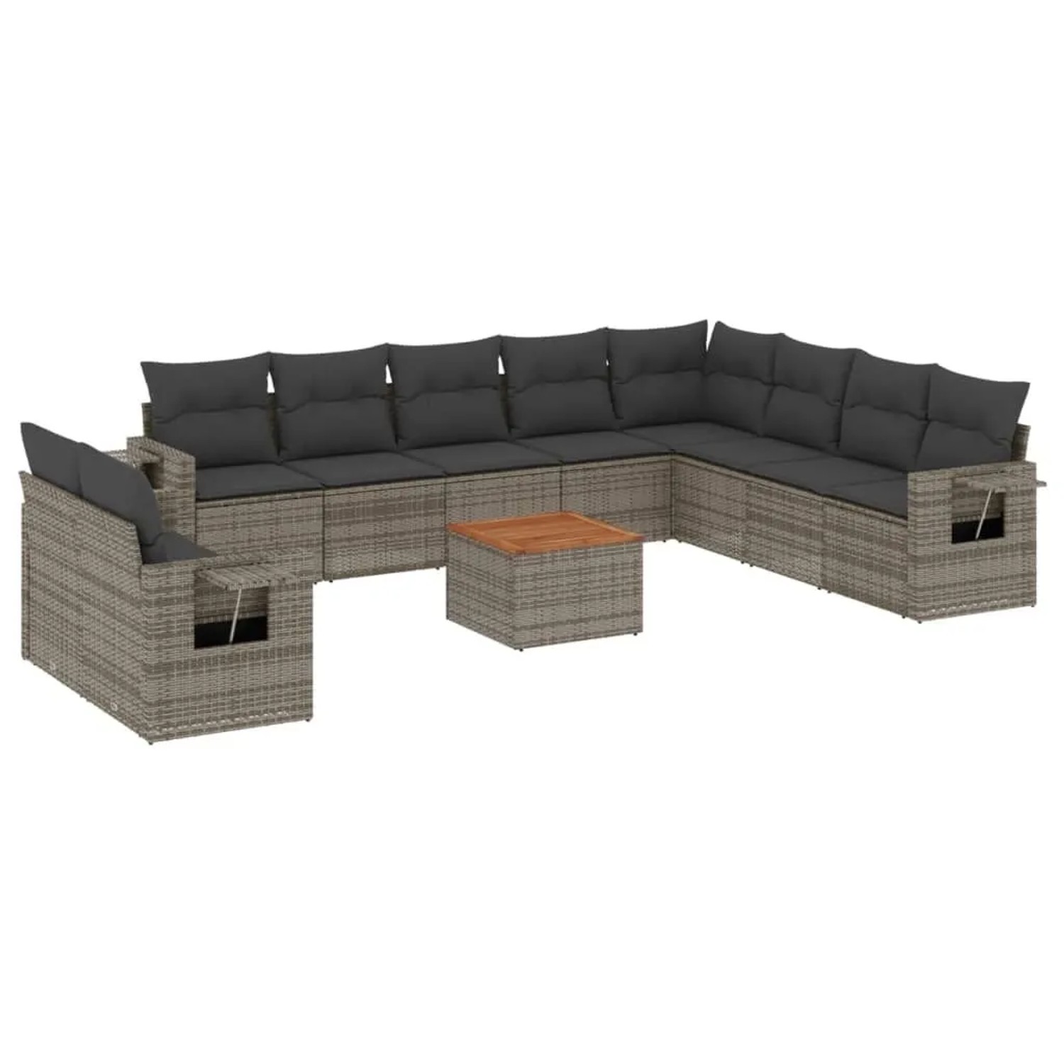 vidaXL 11-Tlg Garten-Sofagarnitur mit Kissen Grau Poly Rattan 3224639 günstig online kaufen