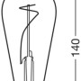 Technische Zeichnung: Osram LED-Leuchtmittel E27 Edisonform, Maße 14 x 6,4 cm (H x Ø).