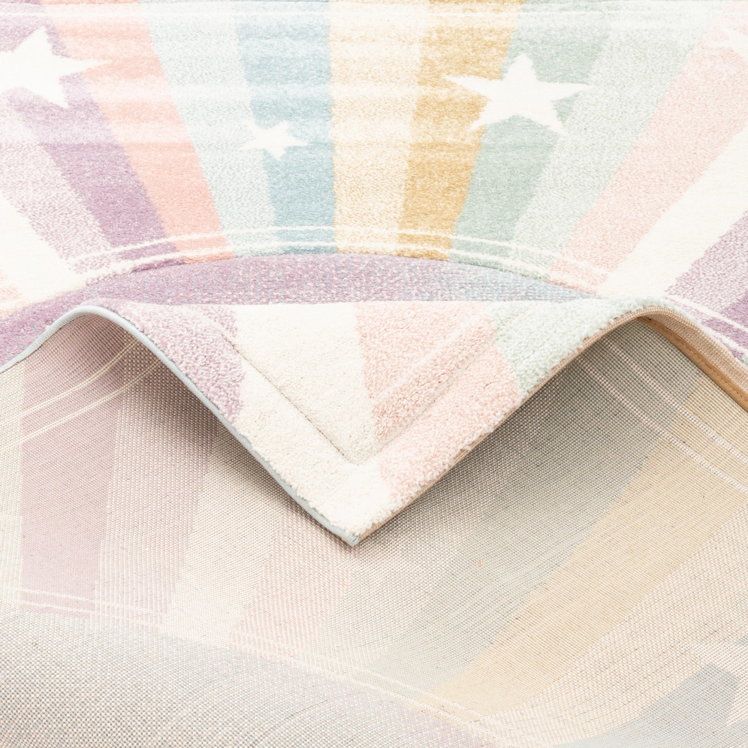 Bunter Kinderteppich mit Sternen, Pergamon Maui Kids Rainbow Star, 80x150cm.