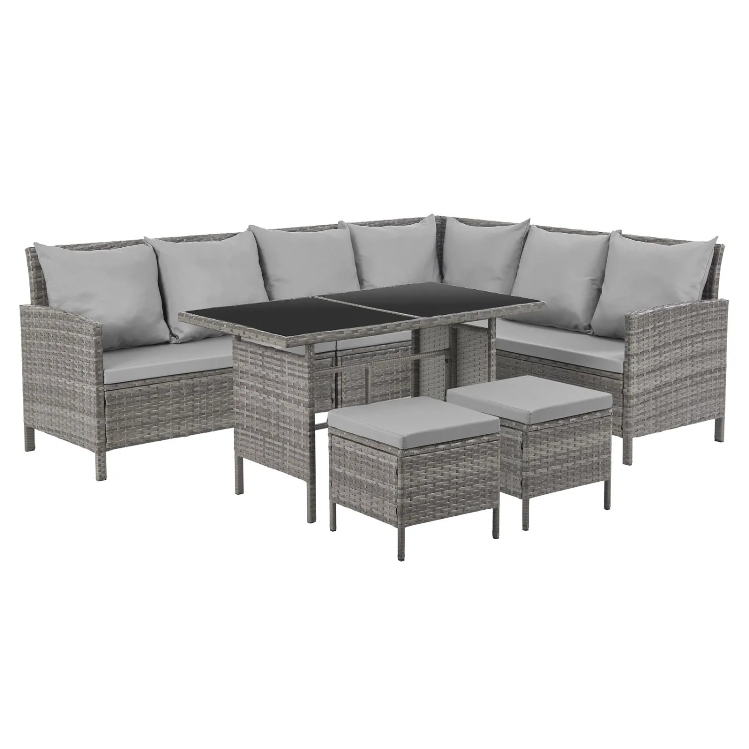 Svita Madison Rattan-Lounge Ecksofa Rattan-Lounge Gartenmöbel-Set Grau