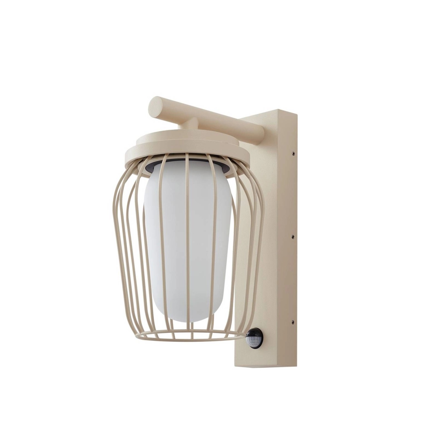 Lucande Wandleuchte Außen Chandan 10038146 mit Bewegungsmelder Spritzwassergeschützt Modern in Creme aus Aluminium 1-fla...
