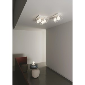 Weiße Luce Design Deckenleuchte Abraxas, 2-flammig, 30x60cm, mit geometrischem Metallrahmen.