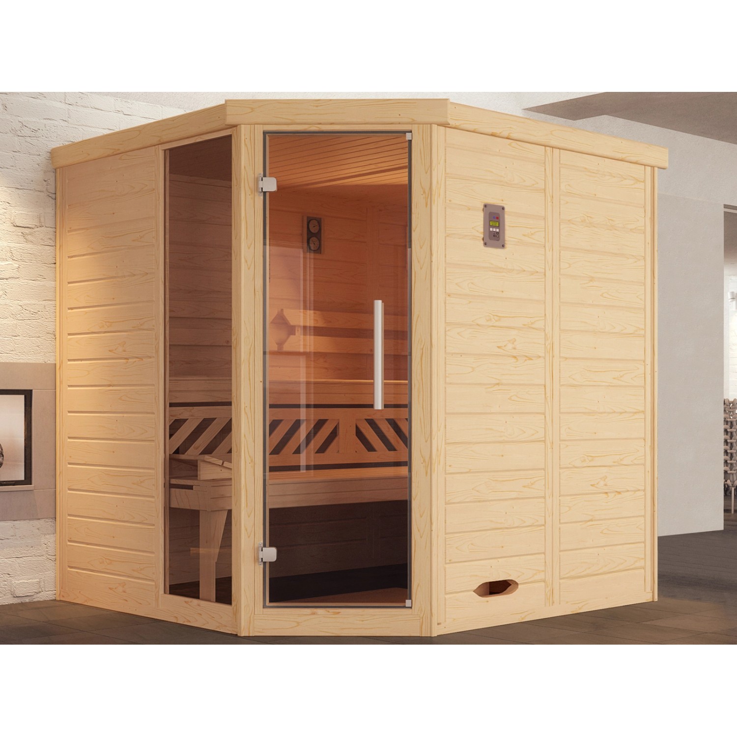 Weka Elementsauna 528 BioS Set Gr. 1 mit Glastür und Fensterelement günstig online kaufen