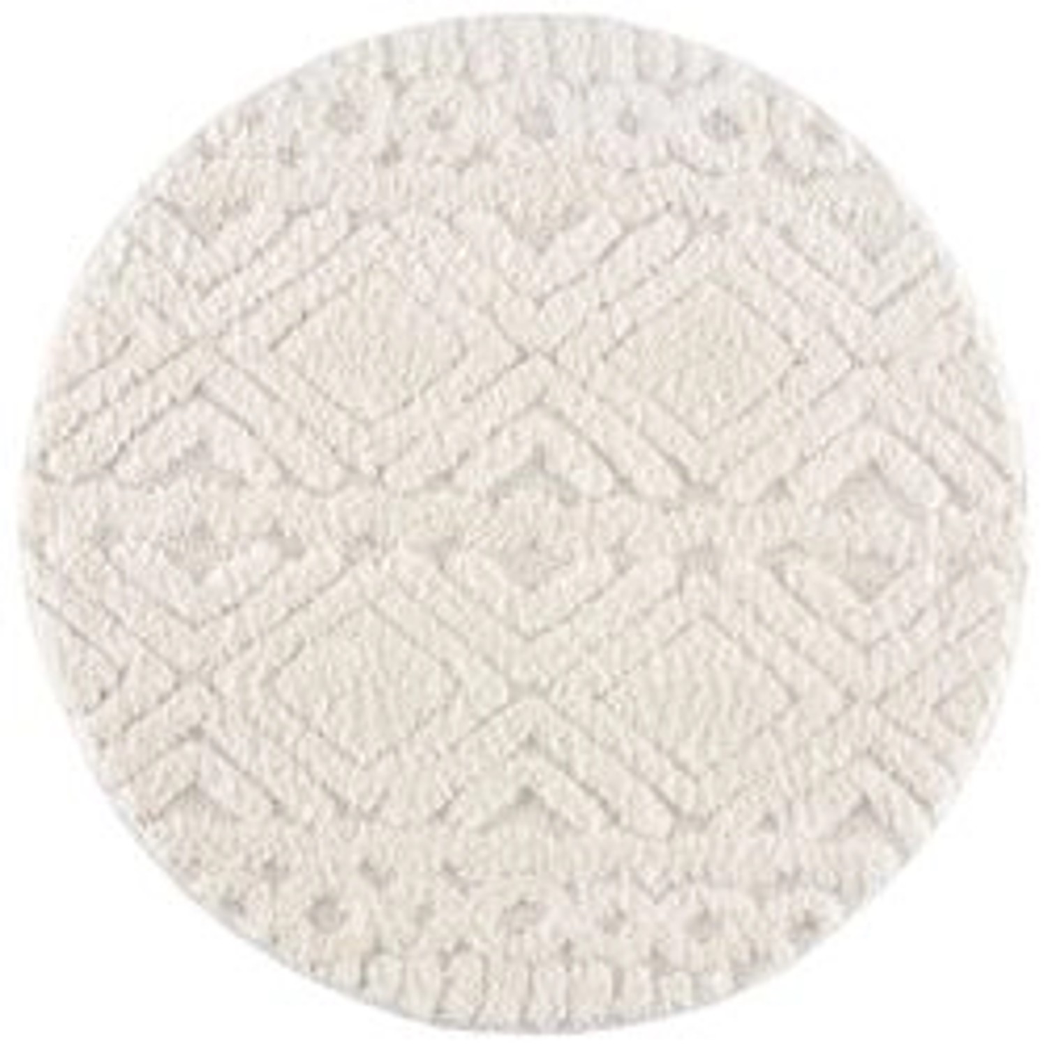 payé Teppich Nara-3382 Hochflor 200x200 cm Rund Pastell-Creme Boho-Rautenmu günstig online kaufen