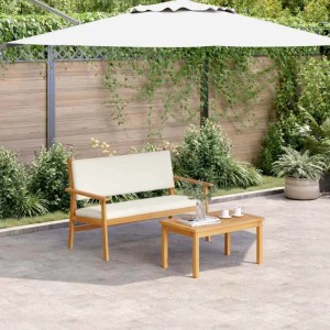 Braunes 2-tlg. Garten-Sofa-Set aus Akazienholz mit Tisch für Terrasse und Garten.