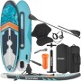Tectake 2in1 Stand Up Paddle Board Set, türkis und orange, mit Paddel, Pumpe und Sitz.