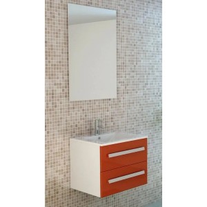 Jet-Line Badmöbel-Set Arosa II, 59cm, Dark Orange Hochglanz mit Waschbecken und Unterschrank.