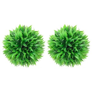 2 grüne, künstliche Buchsbaumkugeln (Ø 20cm) im Set, geeignet für Innen- und Außenbereich.