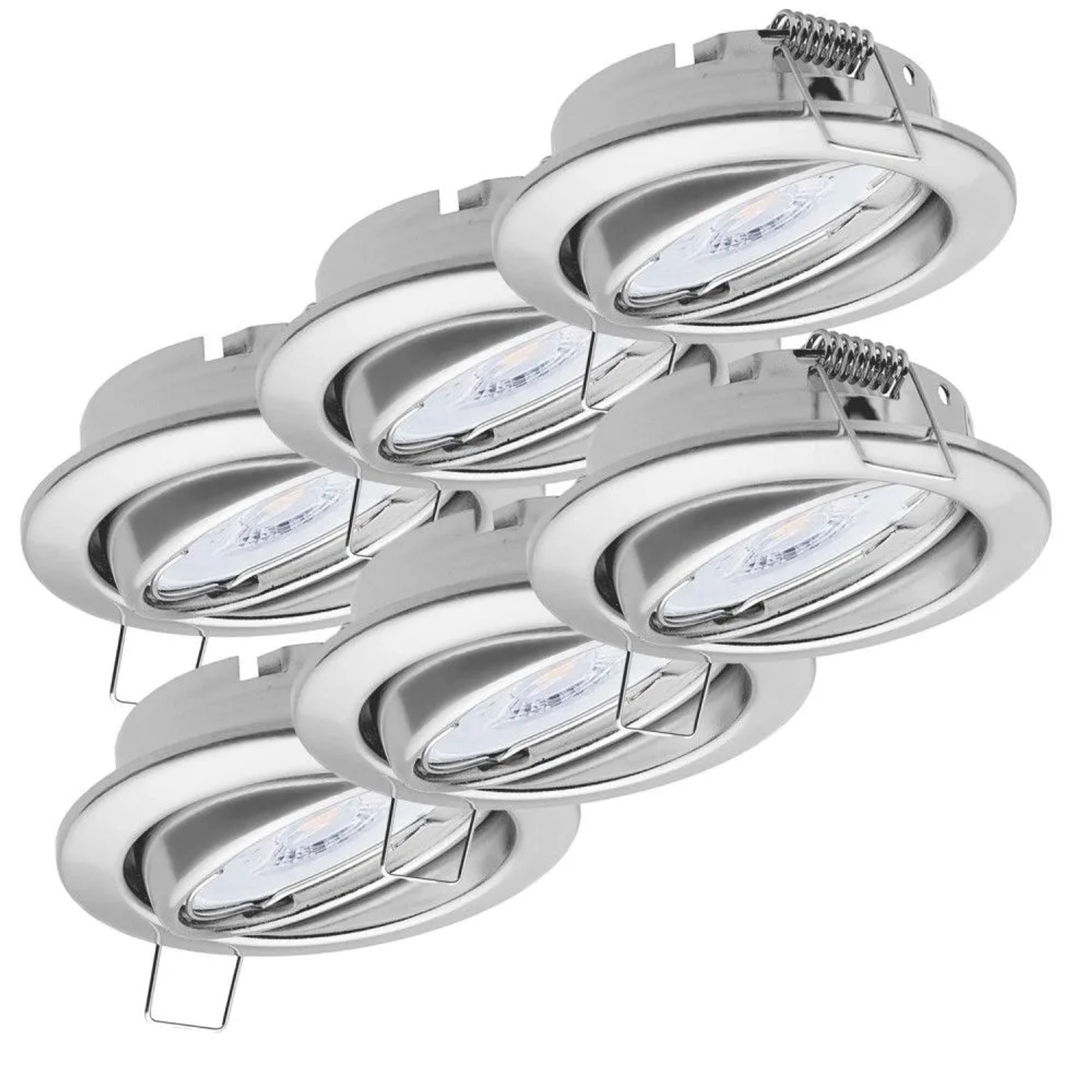 Oktaplex Dijon 6er Set LED-Einbaustrahler Lochmaß Ø 68mm Schwenkbar Chrom-Optik Energieklasse A 3000K Warmweiß 1,9W 230V