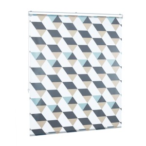Relaxdays Duschrollo Kunststoff Aluminium Grau Blau Beige Wasserabweisend 140 cm x 240 cm