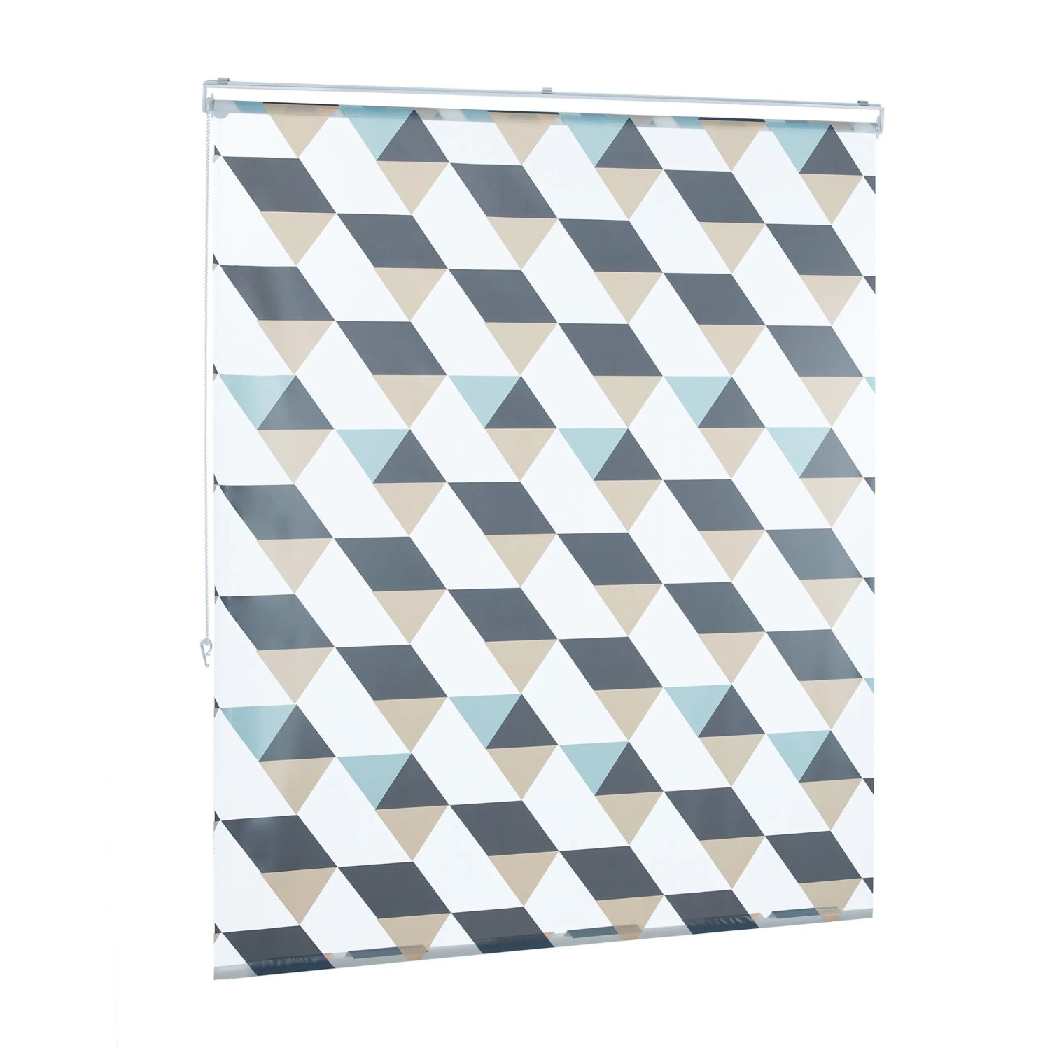 Relaxdays Duschrollo Kunststoff Aluminium Grau Blau Beige Wasserabweisend 140 cm x 240 cm