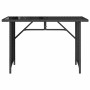 Schwarzer vidaXL Gartentisch mit Glasplatte, 110x68x70 cm, aus Poly Rattan.