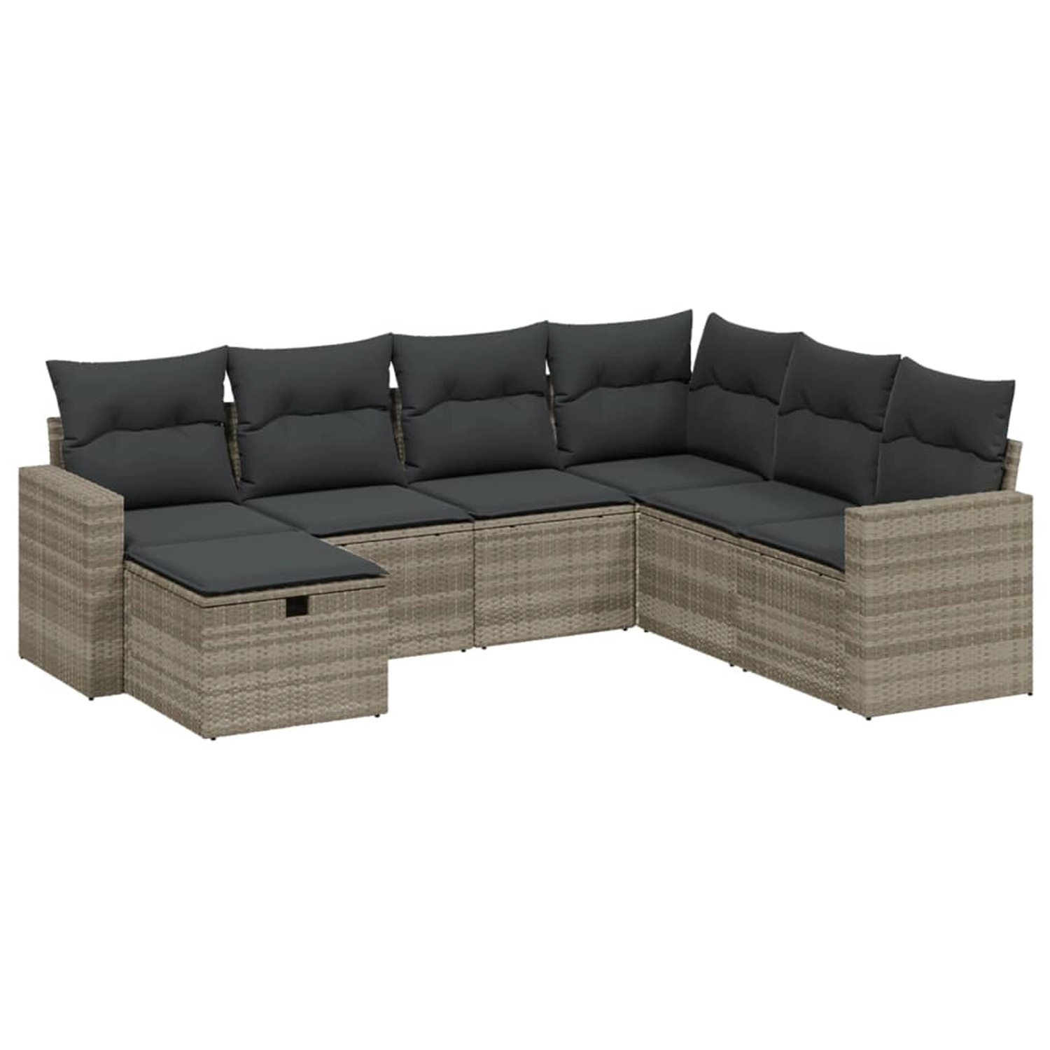 vidaXL 7-Tlg Garten-Sofagarnitur mit Kissen Hellgrau Poly Rattan 3263528 günstig online kaufen