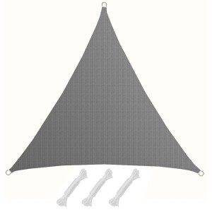 Graues AMANKA Sonnensegel Dreieck (3x3x3m) mit Seilen für Garten & Terrasse.