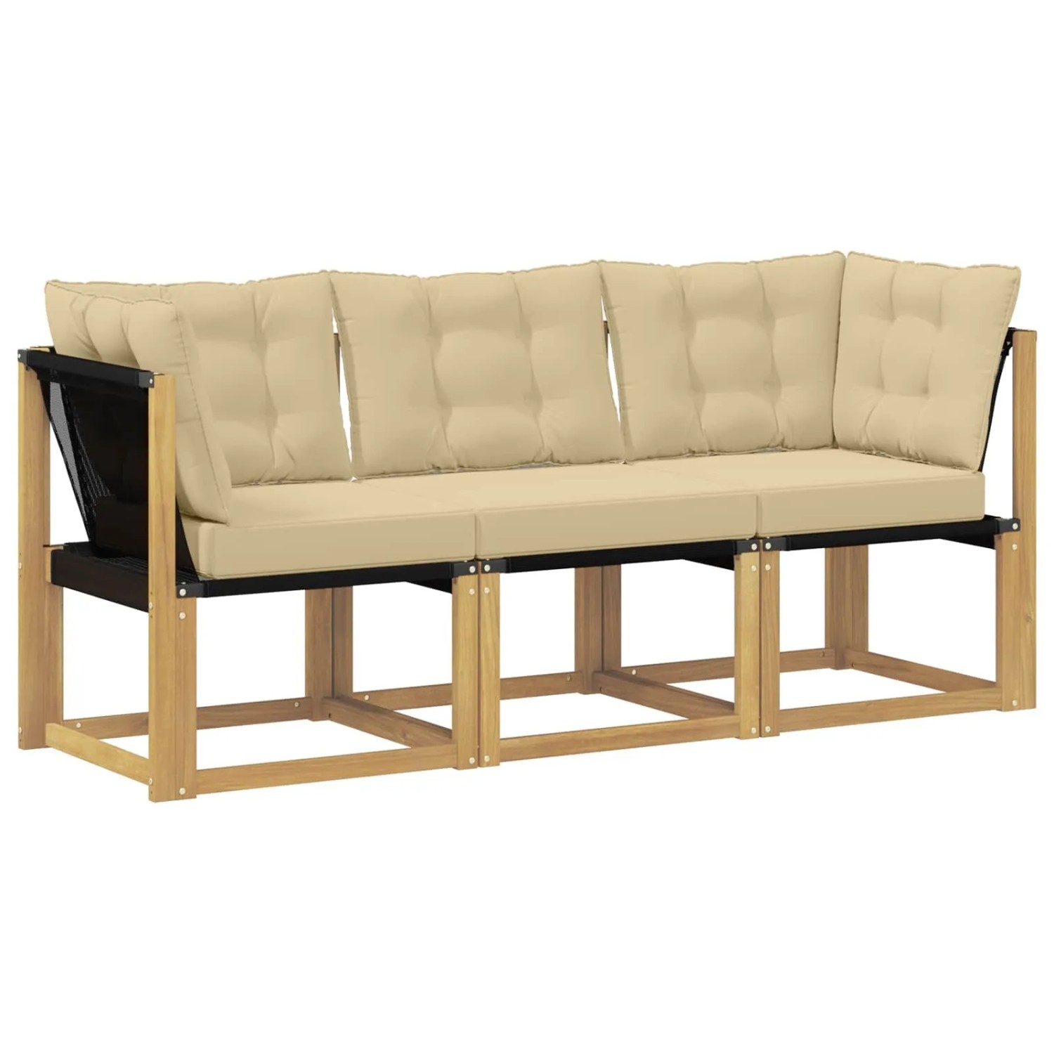 vidaXL Outdoor Mittel- und Ecksofa mit Kissen 3 Stück Weiß 901628