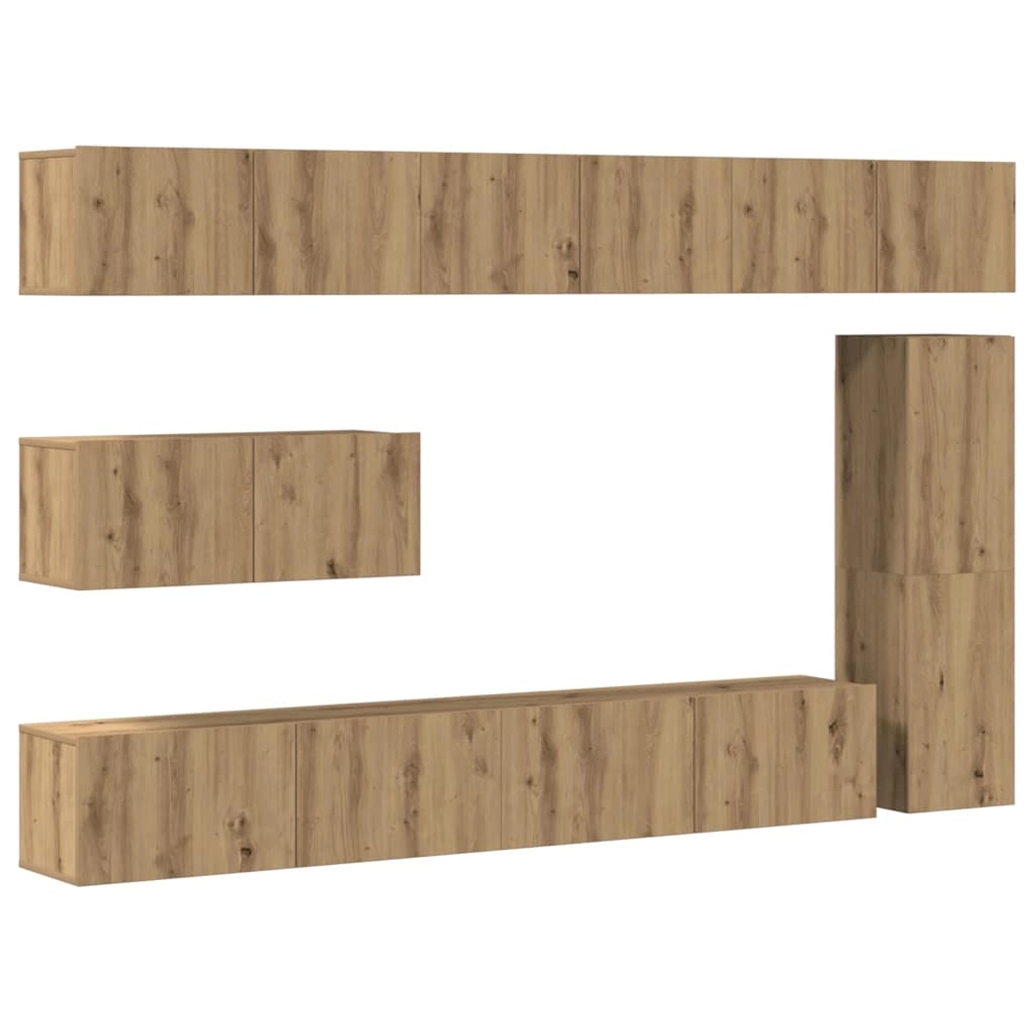 vidaXL 7-Tlg TV-Schrank-Set Wandmontage Artisan-Eiche Holzwerkstoff 3329214 günstig online kaufen