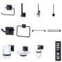 Fackelmann Badhelfer-Set New York, schwarz: Toilettenpapierhalter, Handtuchhalter, Seifenspender uvm.