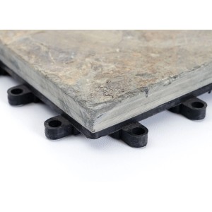 MCW Steinfliese Granit Bunt, Steckfliese für Balkon und Terrasse, Detailansicht.