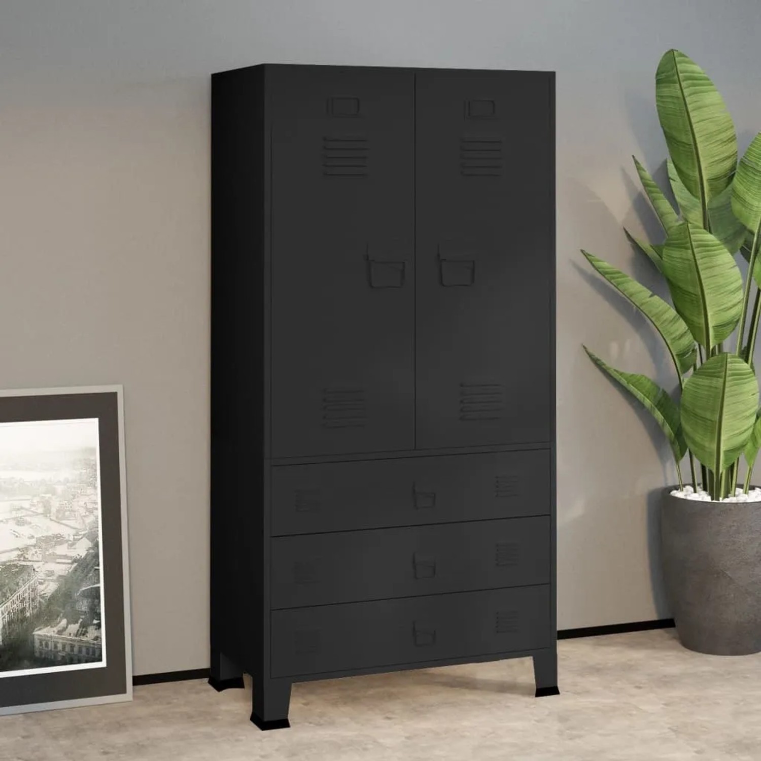 vidaXL Metall Kleiderschrank Industrial Schwarz 90 x 50 x 180 cm kaufen bei OBI