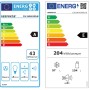 Energieeffizienzlabel für Respekta Küchengeräte: Herd, Dunstabzugshaube, Kühl-Gefrierkombi, Geschirrspüler.