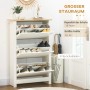 HOMCOM Schuhschrank mit 3 Klappen in Weiß und Holzoptik, bietet Platz für ca. 18 Paar Schuhe.