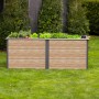 Westmann Hochbeet Primus-Multi, 2x1m, Anthrazit/Holzoptik, bepflanzt im Garten.