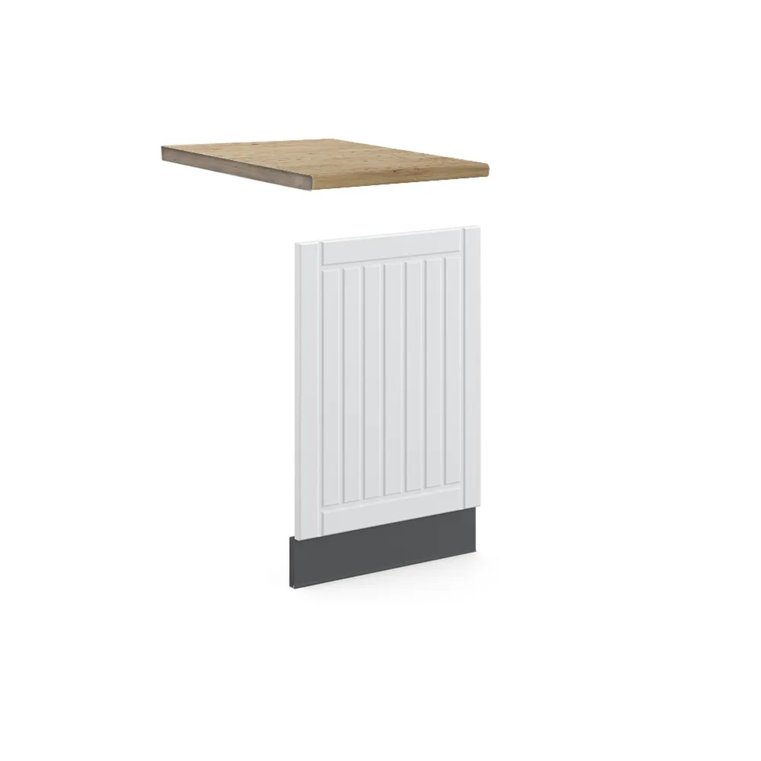 Vicco Frontblende Fame-Line Geschirrspüler Fronttür Weiß Landhaus/Anthrazit 45 cm AP Eiche