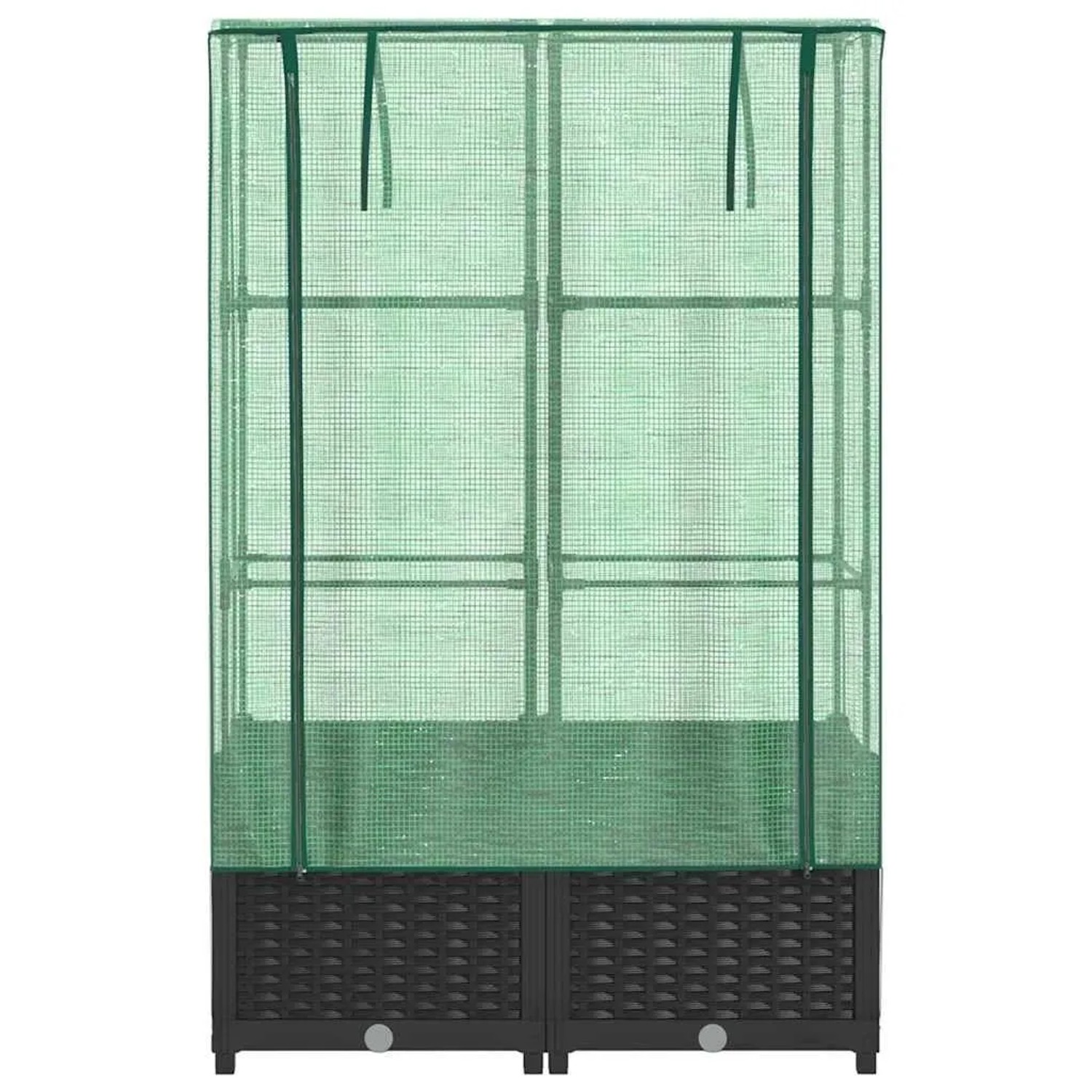 vidaXL Hochbeet mit Gewächshaus-Aufsatz in Rattan-Optik, 80x40x138 cm.