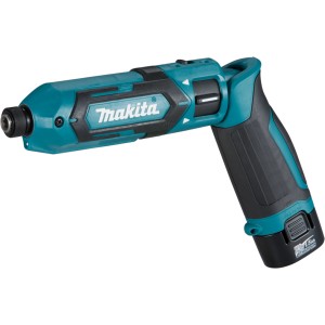 Makita Akku-Knickschrauber TD022DSE mit Akku, blau-schwarz, für Schraubarbeiten.