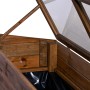 Dunkelbrauner Dobar Frühbeet-Aufsatz aus Holz für Hochbeet, geöffnet.