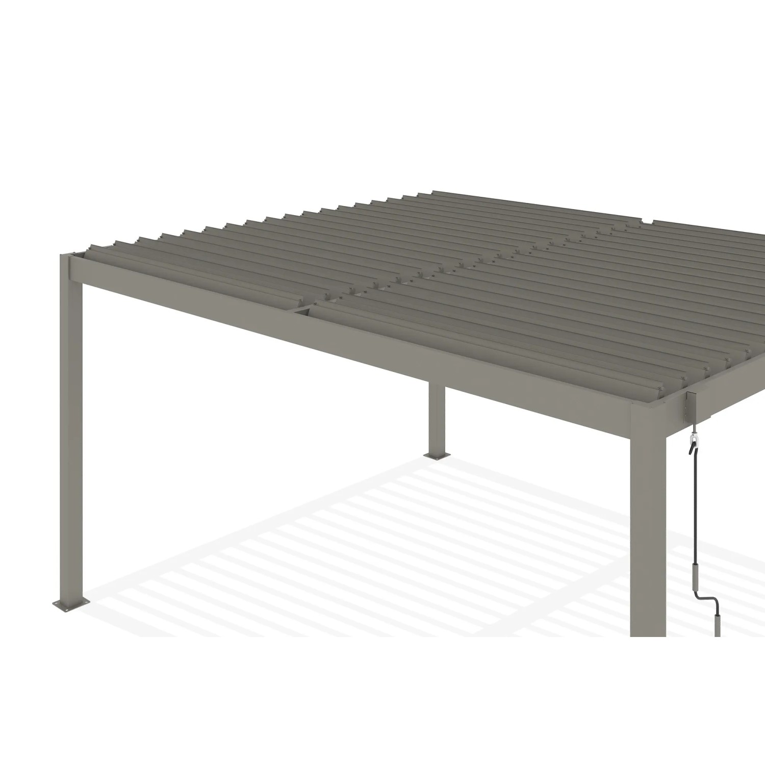 Cazeboo Piana bioklimatische Pergola 4x3 m, taupefarbenes Aluminium. Markise mit Lamellen.