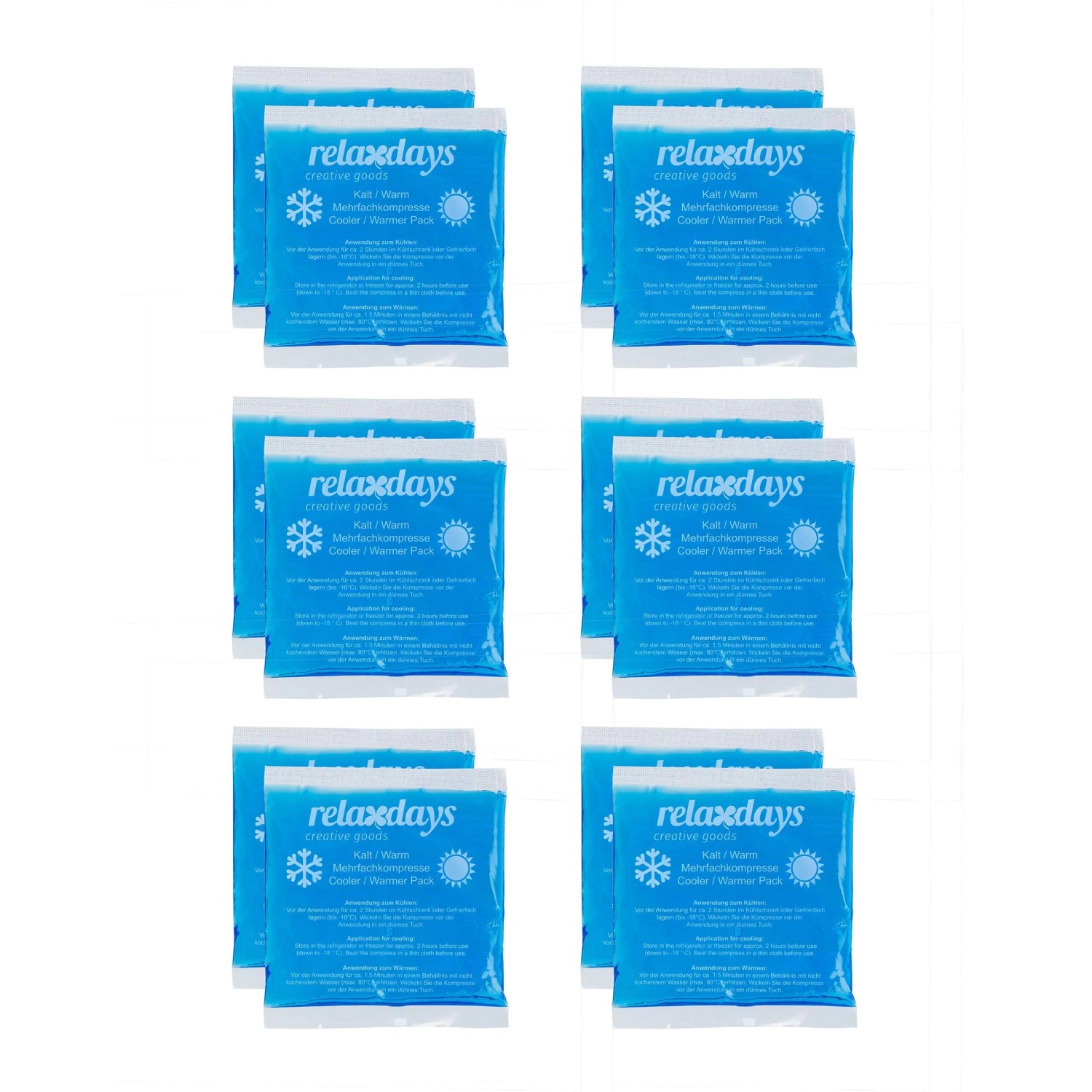 Relaxdays Kühlpads Kunststoff Gel Blau Kalt/Warm Auslaufsicher 1 cm x 14 cm x 13 cm 140 g