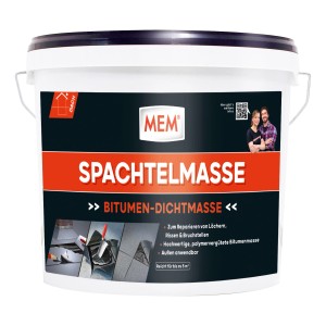 Eimer MEM Profi Spachtelmasse 7kg, Bitumen-Dichtmasse zum Reparieren von Rissen und Bruchstellen.