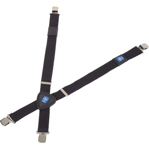 Schwarze LUX Hosenträger aus Gummiband mit Metallclips zur Befestigung.