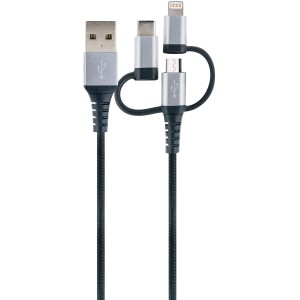 Schwaiger 3-in-1 Ladekabel mit USB Micro B, Lightning, USB 3.1 C Anschluss.