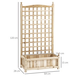 Outsunny Garten-Bett aus Tannenholz mit Rankgitter, Naturholz-Optik, ideal für Kletterpflanzen.