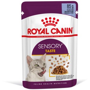 Royal Canin Sensory Taste Katzen-Nassfutter im Gelee, 85g Portionsbeutel.