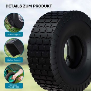 Wiltec Reifen Für Den Aufsitzmäher 15X6.00-6 4Pr Mit Schlauch Und Geradem Ventil