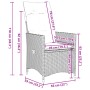 Abmessungen eines schwarzen Gartenstuhls aus Polyrattan mit cremefarbenen Kissen, Teil der vidaXL 5-tlg. Essgruppe.