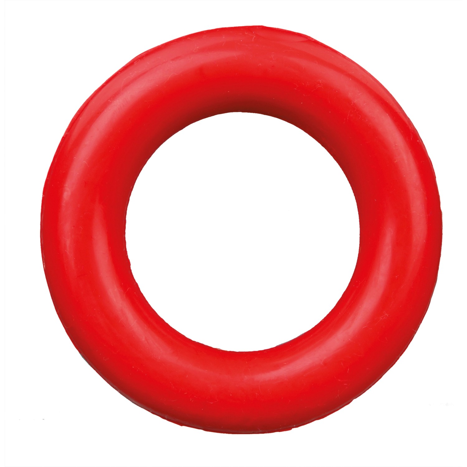 Roter Jollypaw Ring aus Naturgummi, 9 cm Durchmesser, für Hunde als Kauspielzeug.