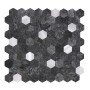 Selbstklebende Mosaikfliesen im Hexagon Design, Anthrazit und Silber, 11 Stück für 0,88m².