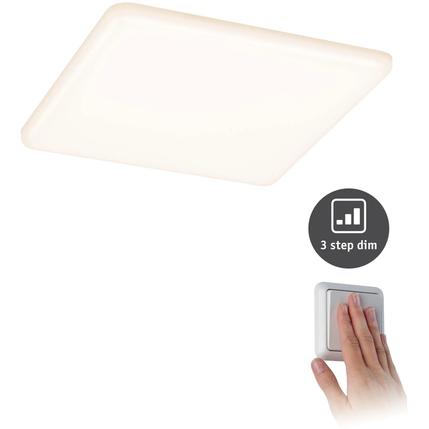 Paulmann LED-Einbaupanel Veluna, eckig, dimmbar in 3 Stufen, 185x185mm, 17W.