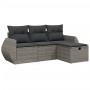 Graue 4-tlg. vidaXL Garten-Sofagarnitur aus Rattan mit Kissen für Terrasse & Garten.