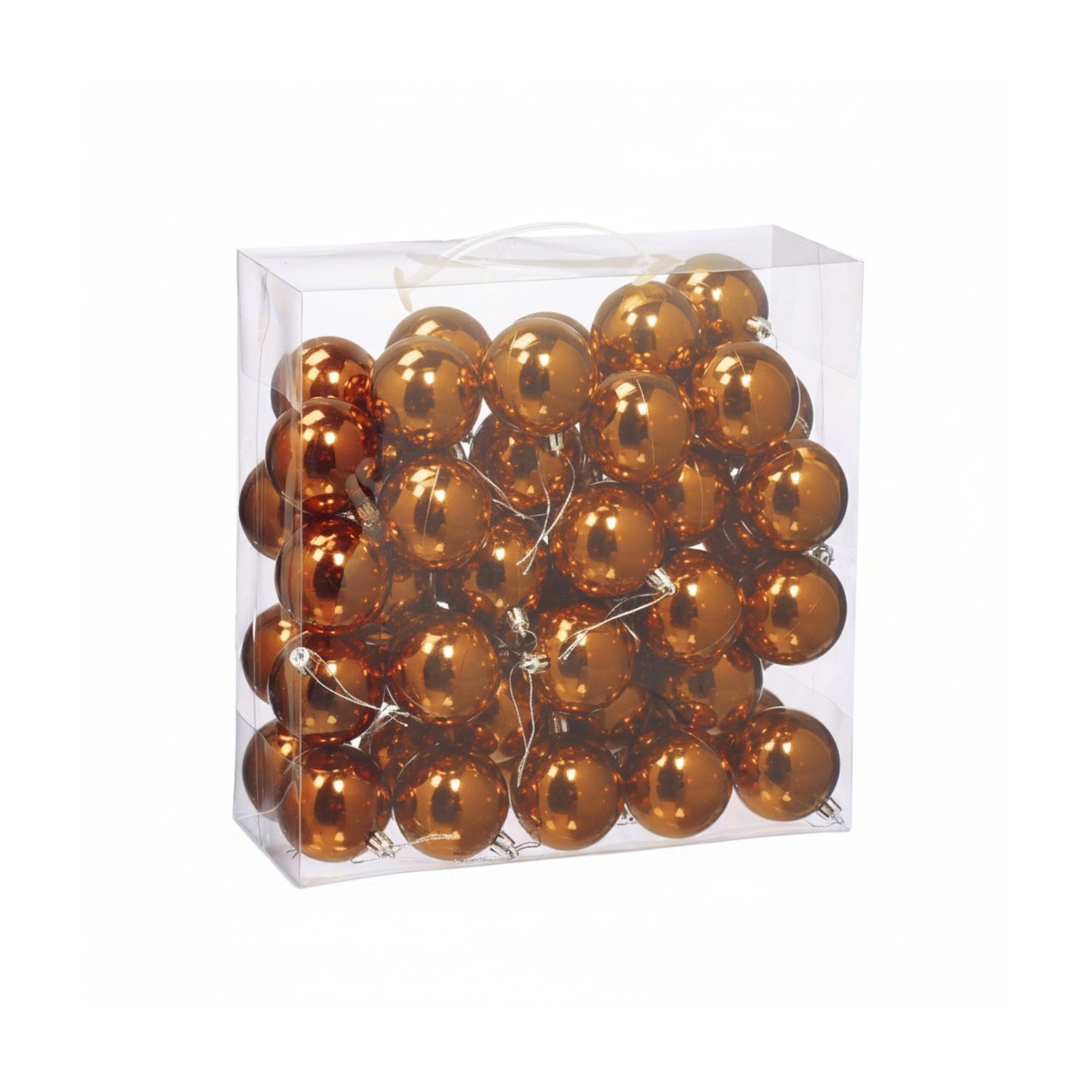 Relaxdays Weihnachtskugeln 50er Set Kunststoff Orange Glänzend 7 cm x ø 6 cm