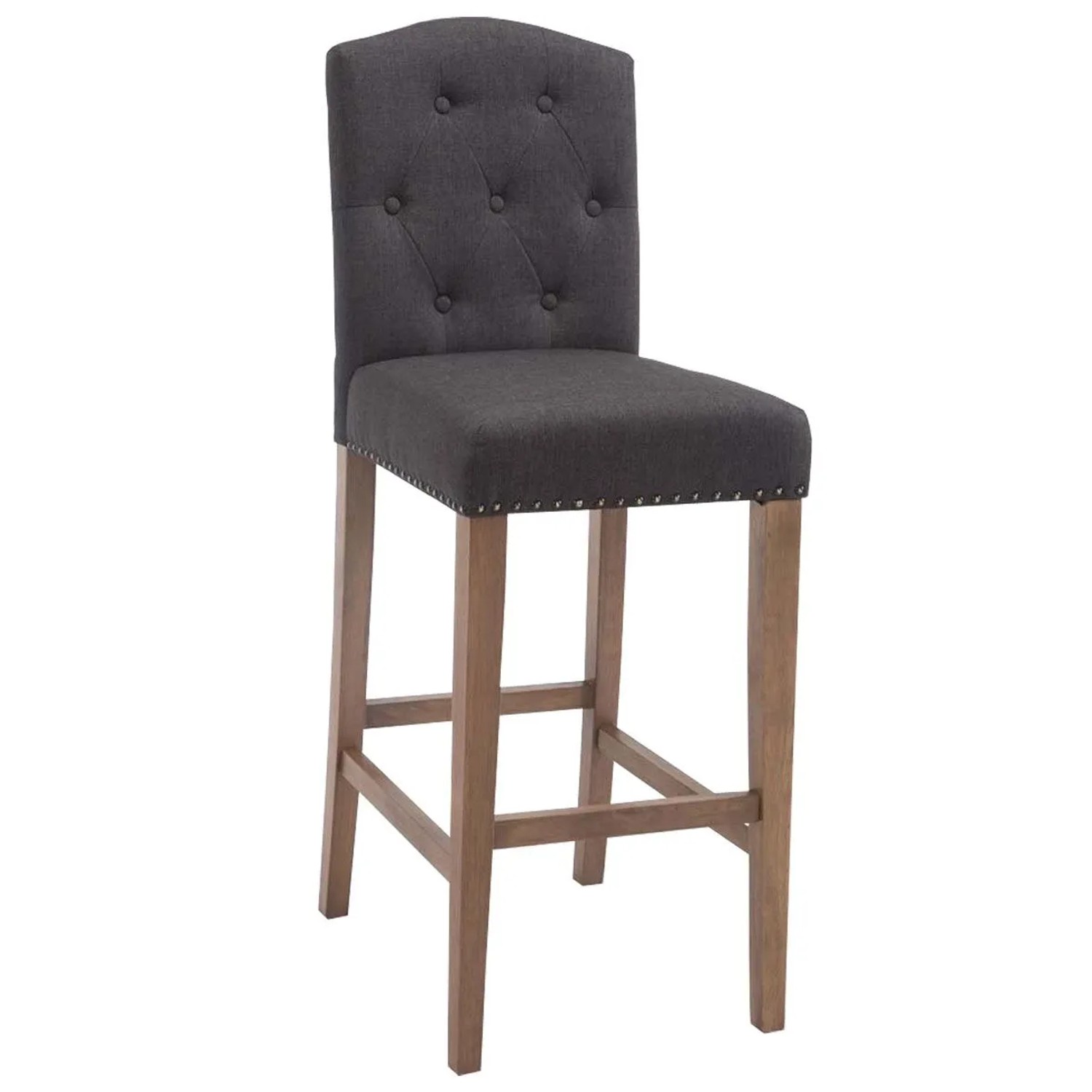 DELUKE Barhocker LIKEL Stoff Dunkelgrau 42x57x113cm Braun Barstuhl Mit Lehne Tresenhocker Tresenstuhl